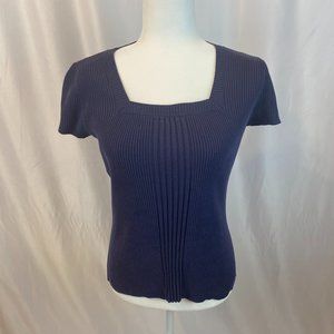 Liz & Co. - Navy Short Sleeve Sweater, Size M.